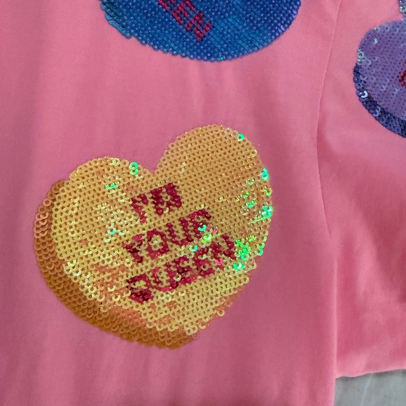 💖Queen Of Sparkles Sequin Candy Heart Tee XS 💖 - Picture 5 of 11